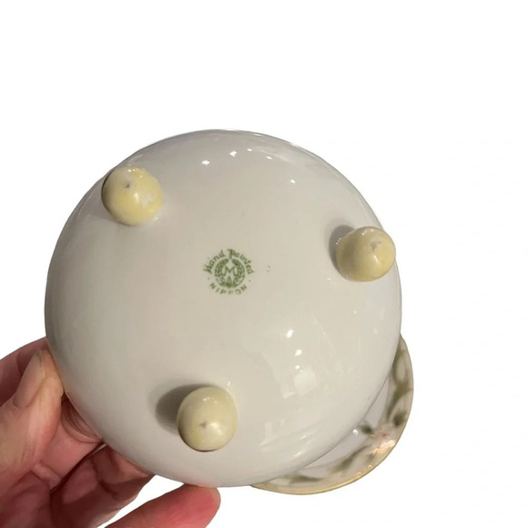 Nippon Hand Painted Floral Footed Bowl With Under Plate Vintage Gold Detail - Picture 4 of 9